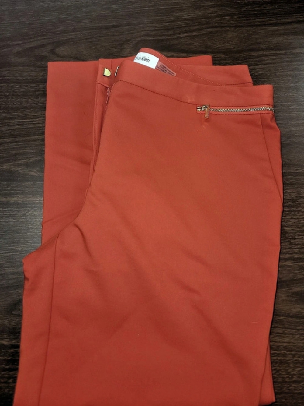 Calvin Klein Scuba Crepe Zip Pocket Slim Skinny Leg Pants Skinny Pants Red Size